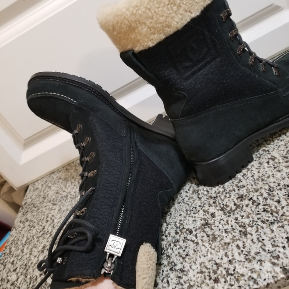 Chanel Winter Lace Up Combat  Boots - Picture 13 of 17